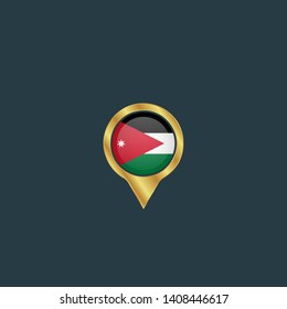 gold map pin with Jordan circle flag