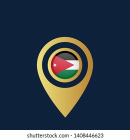 gold map pin with Jordan circle flag