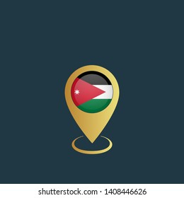 gold map pin with Jordan circle flag