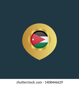 gold map pin with Jordan circle flag