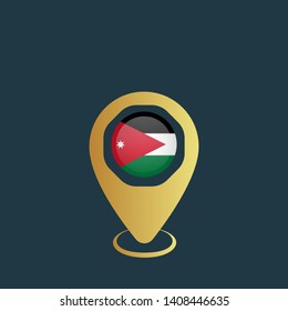 gold map pin with Jordan circle flag