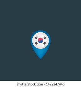 gold map pin with korea circle flag 