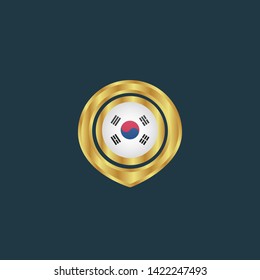 gold map pin with korea circle flag 