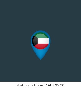 gold map pin with kuwait circle flag 