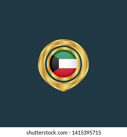 gold map pin with kuwait circle flag 