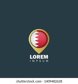 gold map pin with Qatar circle flag