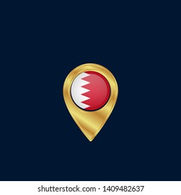 gold map pin with Qatar circle flag