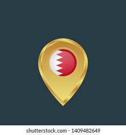 gold map pin with Qatar circle flag
