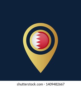 gold map pin with Qatar circle flag