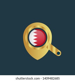gold map pin with Qatar circle flag