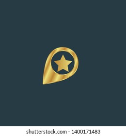 gold map pin with star icon. modern graphic design