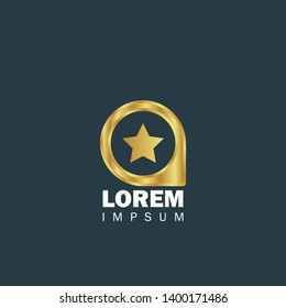 gold map pin with star icon. modern graphic design