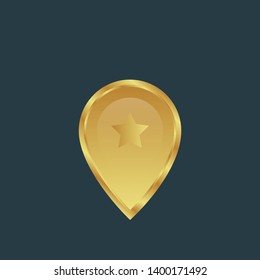 gold map pin with star icon. modern graphic design