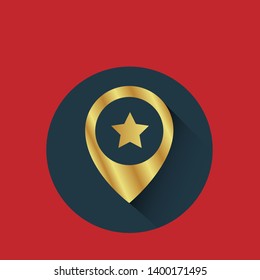 gold map pin with star icon. modern graphic design