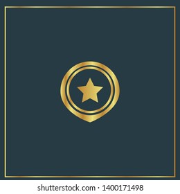 gold map pin with star icon. modern graphic design