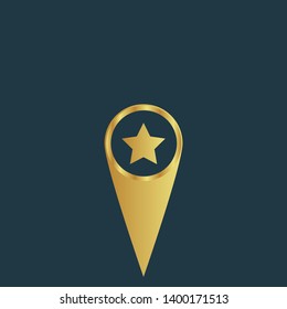 gold map pin with star icon. modern graphic design