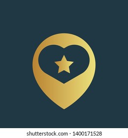 gold map pin with star icon. modern graphic design