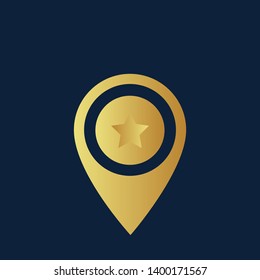 gold map pin with star icon. modern graphic design