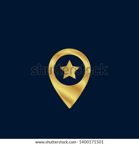 gold map pin with star icon. modern graphic design