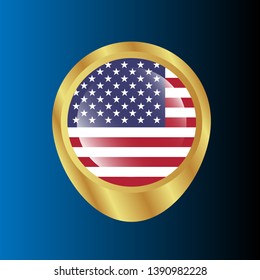gold map pin with United States circle flag