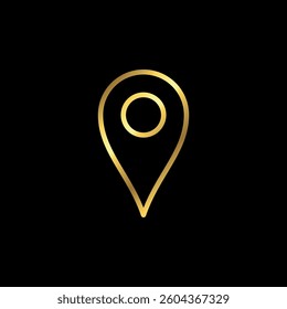 Gold Map Point Location, Pin Locator Icon Vector Template