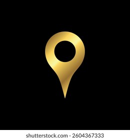 Gold Map Point Location, Pin Locator Icon Vector Template