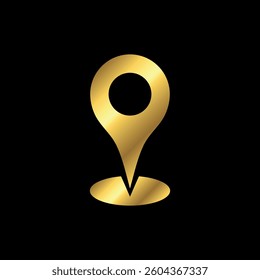 Gold Map Point Location, Pin Locator Icon Vector Template