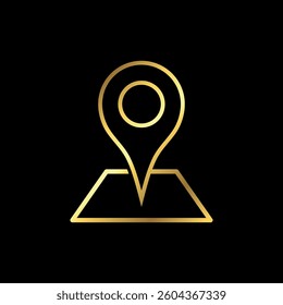 Gold Map Point Location, Pin Locator Icon Vector Template