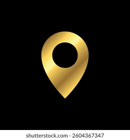 Gold Map Point Location, Pin Locator Icon Vector Template