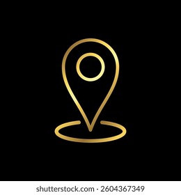 Gold Map Point Location, Pin Locator Icon Vector Template