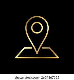 Gold Map Point Location, Pin Locator Icon Vector Template
