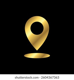 Gold Map Point Location, Pin Locator Icon Vector Template