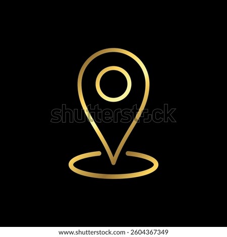Gold Map Point Location, Pin Locator Icon Vector Template