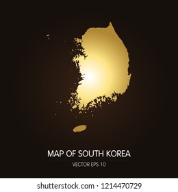 Gold map of South Korea-South Korea map on a dark background.Vector illustration eps 10.