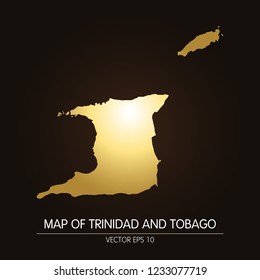 Gold map of Trinidad and Tobago-Trinidad and Tobago map on a dark background.Vector illustration eps 10.