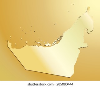 gold map of united Arab Emirates