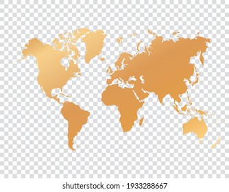 gold map of world on transparent background