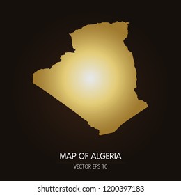 Gold map-Algeria map on a dark background.Vector illustration eps 10.