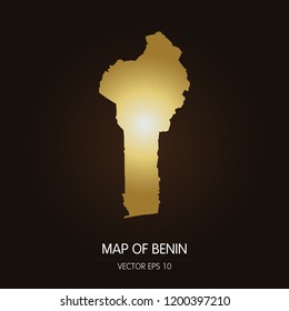 Gold map-Benin map on a dark background.Vector illustration eps 10.