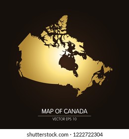 Gold map-Canada map on a dark background.Vector illustration eps 10.