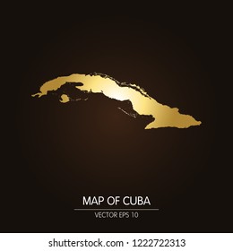 Gold map-Cuba map on a dark background.Vector illustration eps 10.