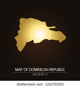 Gold map-Dominican Republic map on a dark background.Vector illustration eps 10.