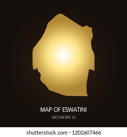 Gold map-Eswatini map on a dark background.Vector illustration eps 10.