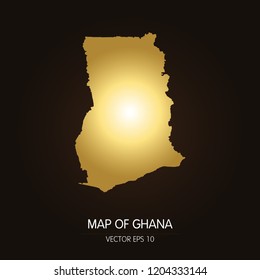 Gold map-Ghana map on a dark background.Vector illustration eps 10.