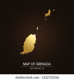 Gold map-Grenada map on a dark background.Vector illustration eps 10.