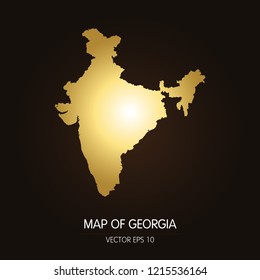 Gold map-India map on a dark background.Vector illustration eps 10.
