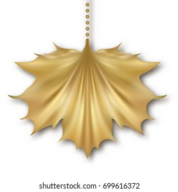 Gold maple leaf, pendant.