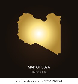 Gold map-Libya map on a dark background.Vector illustration eps 10.