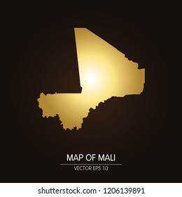 Gold map-Mali map on a dark background.Vector illustration eps 10.