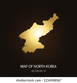 Gold map-North Korea map on a dark background.Vector illustration eps 10.